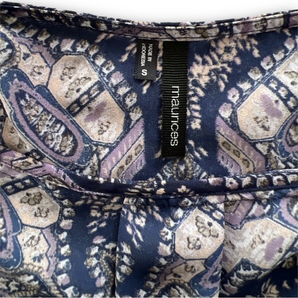 𝅺MAURICE’S Navy Blue Plum Gray Zipper Blouse Size Small - Picture 3 of 15